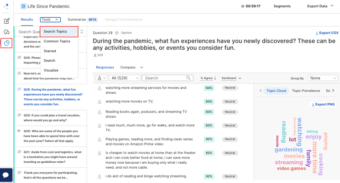 Multi-Question Analysis- Understanding qualitative data at the Conversation level (Search Topics) 1